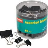 Staples® Binder Clips, Assorted Sizes, Black, 60 per Pack