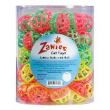 Zanies Plastic Lattice Balls Cat Toy Canister, 50-Pack