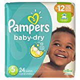 Pampers Baby-Dry Disposable Diapers Size 5, 24 Count, JUMBO