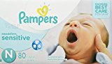 Pampers Swaddlers Sensitive Disposable Diapers Newborn Size 0 (> 10 lb), 80 Count, SUPER