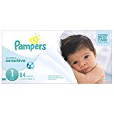 Pampers Swaddlers Sensitive Disposable Diapers Newborn Size 1 (8-14 lb), 84 Count, SUPER