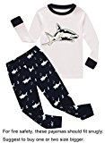 Family Feeling Shark Big Boys Long Sleeve Pajamas Sets 100% Cotton Pyjamas Kids PJS Size 8 White