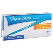 Paper Mate Write Bros Stick Ballpoint Pen, Blue Ink, 0.8mm, Dozen