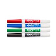 EXPO Low Odor Dry Erase Markers, Fine Tip, Assorted Colors, 4 Count