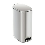 Honey Can Do 10.5 Gallon Trash Can, Slim Step On Kitchen Trash Can, Stainless Steel