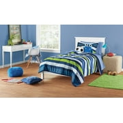 Your Zone Blue Stripe Twin Bedding Set for Kids, Machine Wash, 5 Pieces