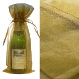 10x Gold Bottle & Wine Organza Favor Gift Bags 6.5x15 inch ($0.94 each)