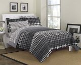 Loft Style Houndstooth Ultra Soft Microfiber Bedding Comforter Set, Gray, Twin