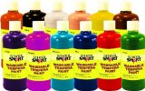 School Smart 1439213 Non-Toxic Washable Tempera Paint Set, 1-Pint Plastic Bottle, Assorted Color (Pack of 12)