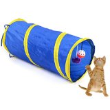 Foldable Pet Tunnel Cat Kitten Gog Ferrets Rabbits Crinkle Tunnel With Ring Bell Toy Collapsible Colorful 55cm