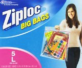 Ziploc Big Bag Double Zipper, Large, 5-Count