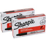 Sharpie Permanent Marker, Fine Point, Black (30001) (24 Markers)