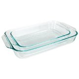 Pyrex Basics Clear Oblong Glass Baking Dishes - 2 Piece Value-plus Pack Set