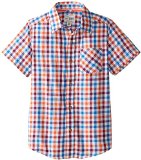 The Children's Place Big Boys' Short Sleeve Grid Check Shirt, Snapper, X-Large