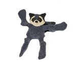 HuggleHounds Plush Corduroy Durable Knotties Raccoon Dog Toy, Mini