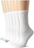 Hanes Women's Comfort Blend Crew Sock, White Assorted,  Shoe size 5-9/Sock Size 9-11 (Pack of 6)