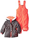 Rugged Bear Baby Girls' Flower Snowsuit, Ebony, 12 Months