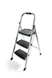 Rubbermaid RM-3W Folding 3-Step Steel Frame Stool with Hand Grip and Plastic Steps, 200-Pound Capacity, Silver Finish