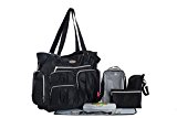 SoHo Collection, Times Square 8 pieces Diaper Tote Bag set (Classic Black)