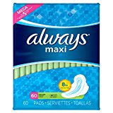 Always Maxi Long Super Pads, With Wings, 60 Count