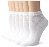 Hanes Women's Cushion Ankle Socks, White, Shoe Size 5-9 (6 pairs)