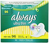 Always Ultra Thin Regular Pads With Wings, Unscented, 96 Count