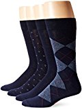 Dockers Men's 4 Pack Argyle Dress, Navy, Sock Size:10-13/Shoe Size: 6-12