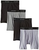 Hanes Boys' 4 Pack Ultimate Comfort Flex Black and Grey Dyed Boxer Brief, Assorted, Medium