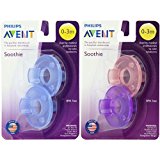 Philips Avent Soothie Pacifier, Pink/Purple and Blue, 0-3 Months, 4 count