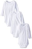 Gerber Unisex-Baby Newborn 3 Pack Longsleeve Onesies Brand, White, 3-6 Months
