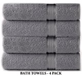 Cotton Craft Ultra Soft 4 Pack Oversized Extra Large Bath Towels 30x54 Charcoal weighs 22 Ounces - 100% Pure Ringspun Cotton - Luxurious Rayon trim - Ideal for everyday use - Easy care machine wash