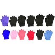 12 Pair Pack Of excell Kids Warm Winter Colorful Magic Stretch Gloves And Mittens (152)