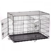 Folding Black 48" 2 Door Pet Dog Cage Kennel w/Divider Cat Cage Kennel w/Tray