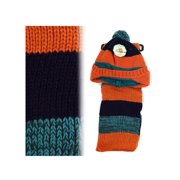 Kids Winter Knitted Fur Pom Beanie Hat Scarf Set for boys and girls