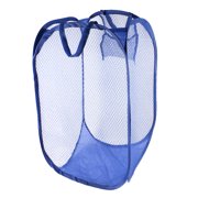 Unique Bargains Foldable Lingerie Delicates Bra Mesh Wash Bag Home Household Net Washing Laundry Basket Blue