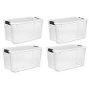 Sterilite Large 70 Qt Clear Base Ultra Latch Storage Container Box Tote (4 Pack)