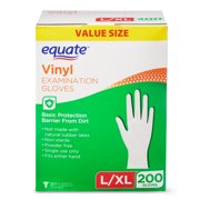 Equate Vinyl Examination Gloves, L/XL, 200 Count