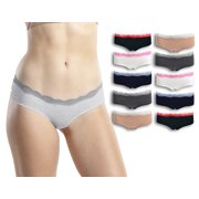 Womens Underwear Hipster Panties Soft Cotton Hug Fit- 10 Pack