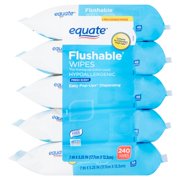 Equate Flushable Wipes, Fresh Scent, 5 Packs of 48 Wipes, 240 Wipes Total