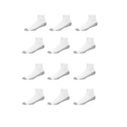 Hanes Mens FreshIQ Ankle Cushion Socks, 12 Pack, White, Size 6-12