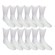 12 Pairs of Women's Cotton Crew Socks, Solid Colors, Ladies Athletic (White, Size 9-11)
