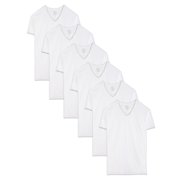 Fruit Of The Loom Men's Dual Defense White V-Neck T-Shirts, 6 Pack, Size Medium