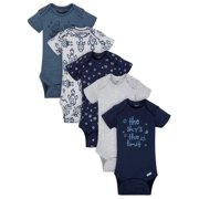 Gerber Organic Cotton Short Sleeve Onesies Bodysuits, 5pk (Baby Boys)