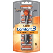 BIC Comfort 3 Hybrid Men's Disposable Razor, 1 Handle 6 Cartridges