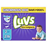 Luvs Ultra Leakguards Disposable Diapers Size 2, 216 Count, ONE MONTH SUPPLY