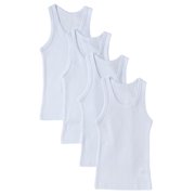Sportoli Boys and Toddlers Underwear Ultra Soft 100% Cotton Pack of 4 White Tank Top Undershirts
