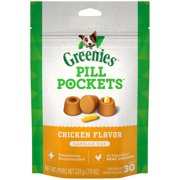Greenies Pill Pockets Capsule Size Dog Treats Chicken Flavor, 7.9 oz. Pack (30 Treats)
