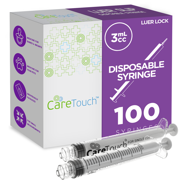 Care Touch Syringe with Luer Lock Tip, 3ml - 100 Sterile Syringes (No needle)