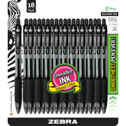 Zebra Z-Grip Retractable Ballpoint Pen, 1.0mm, Medium Tip, Black Ink, 18-Count