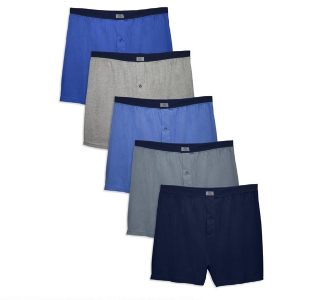 5 Pack M Men's Assorted Knit Boxers, L (Fruit of the Loom )